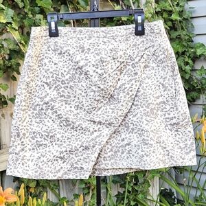 Free People Fake Out Leopard Print mini Skirt Vegan Faux Leather Cream Brown 6